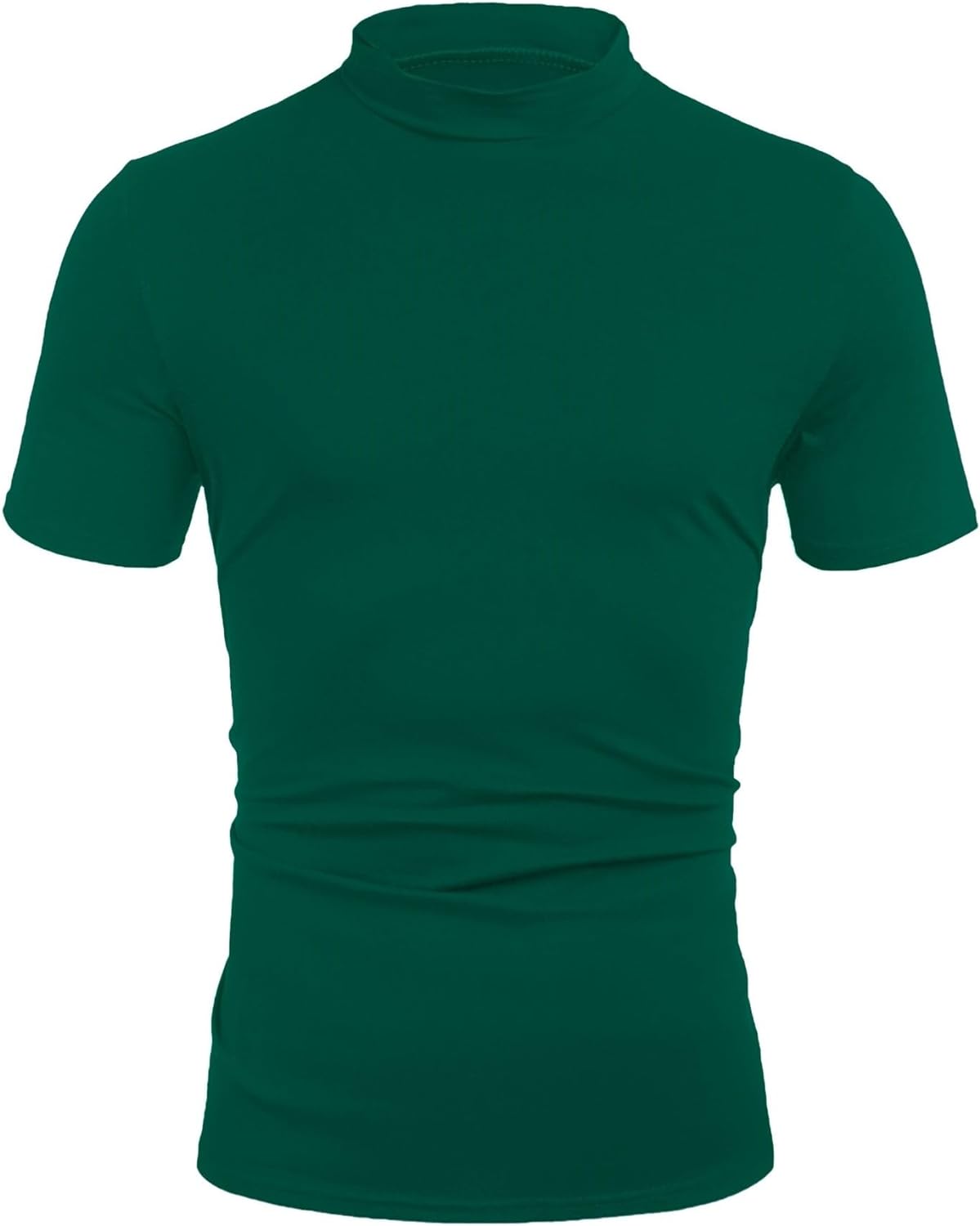 Poriff Men's Casual Mock Turtleneck Pullover Tops Short Sleeve Slim Fit T-Shirts Basic Solid Color Tees