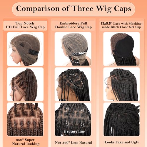 HD Lace Front Knotless Braided Wigs w baby hair