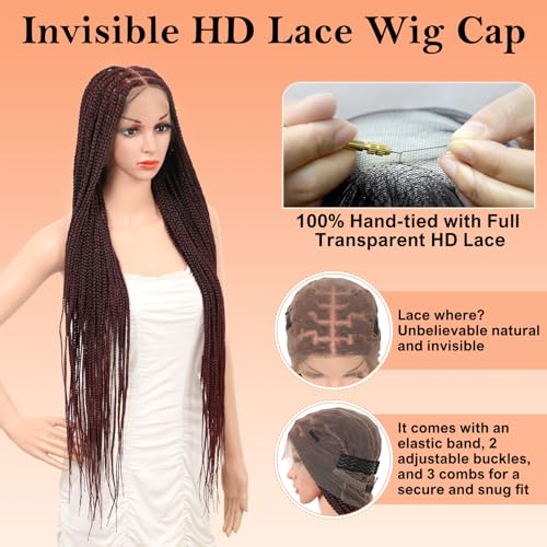 HD Lace Front Knotless Braided Wigs w baby hair