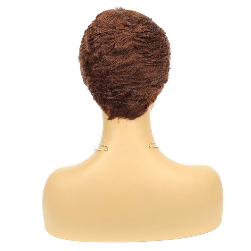 Vogue Pixie Wigs Short Black Wavy Layered Short Human Hair Wigs for Black Women (1B#)