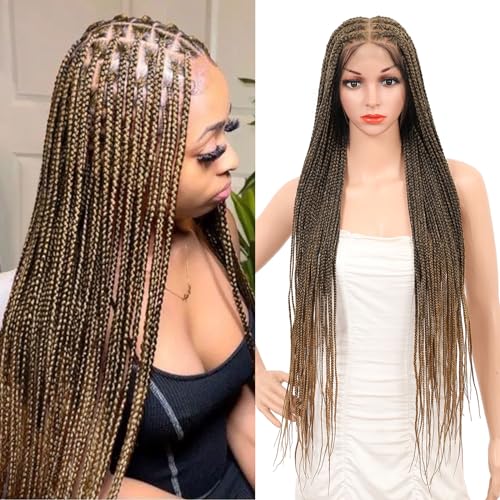 HD Lace Front Knotless Braided Wigs w baby hair