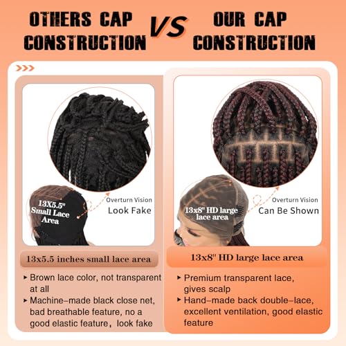HD Lace Front Knotless Braided Wigs w baby hair
