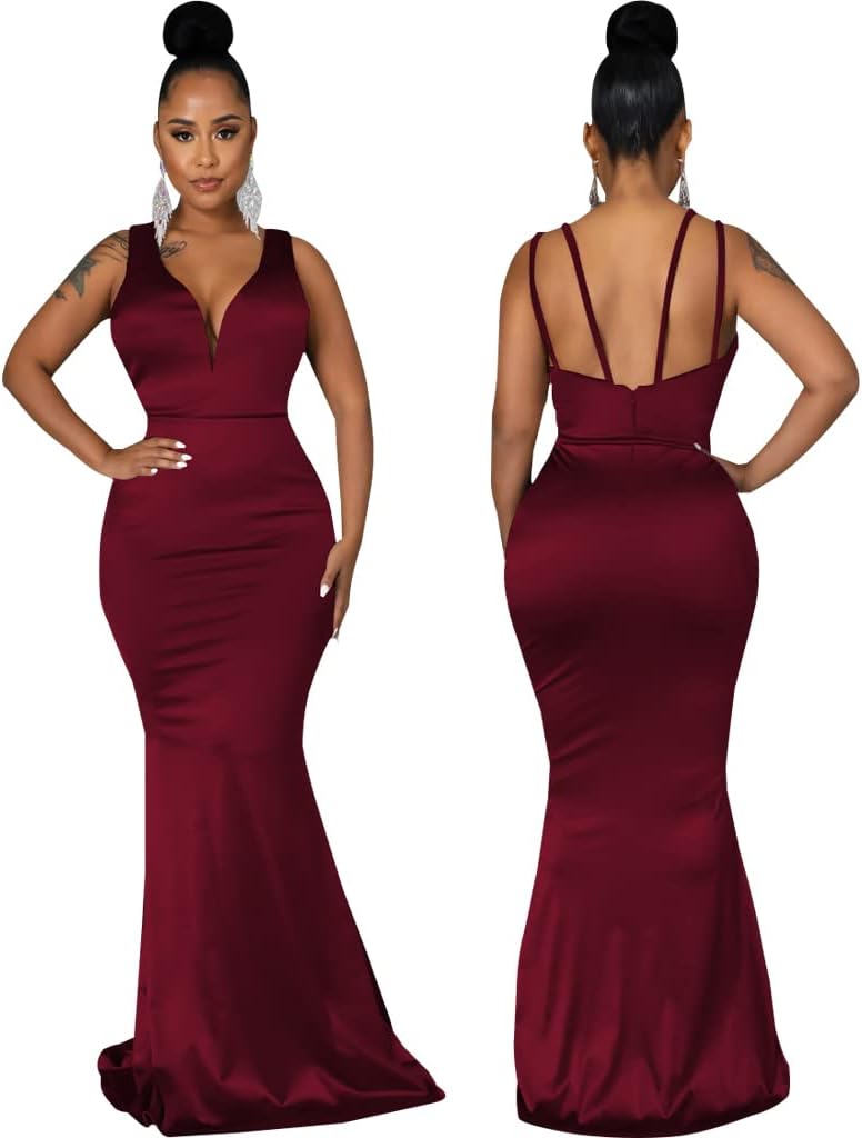 JTNFairy Women's Sexy Ruffle Sleeveless One Shoulder Bodycon Dresses Classy Pencil Curvy Party Evening Long Formal Dress