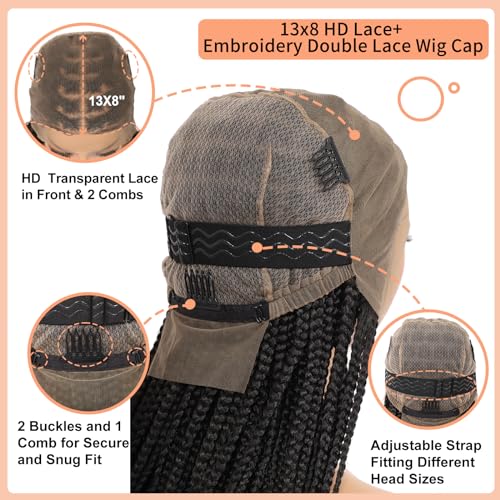 HD Lace Front Knotless Braided Wigs w baby hair