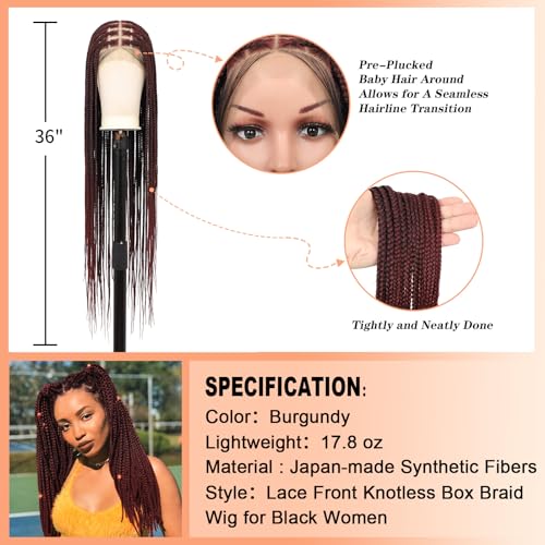 HD Lace Front Knotless Braided Wigs w baby hair