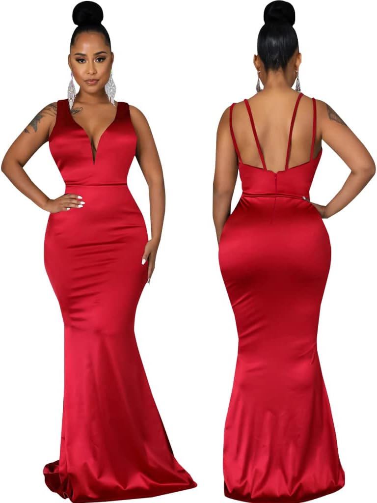 JTNFairy Women's Sexy Ruffle Sleeveless One Shoulder Bodycon Dresses Classy Pencil Curvy Party Evening Long Formal Dress
