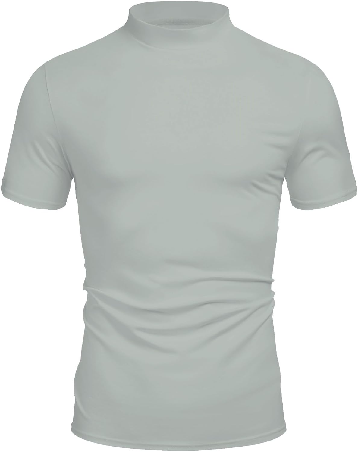 Poriff Men's Casual Mock Turtleneck Pullover Tops Short Sleeve Slim Fit T-Shirts Basic Solid Color Tees