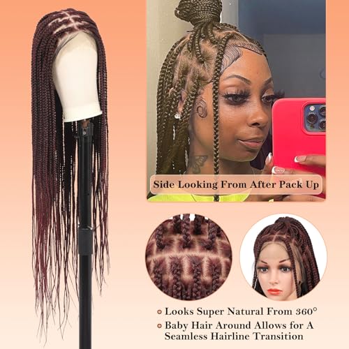 HD Lace Front Knotless Braided Wigs w baby hair