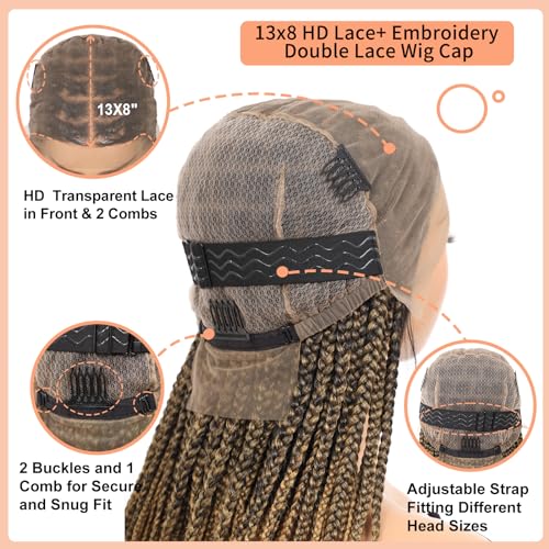 HD Lace Front Knotless Braided Wigs w baby hair