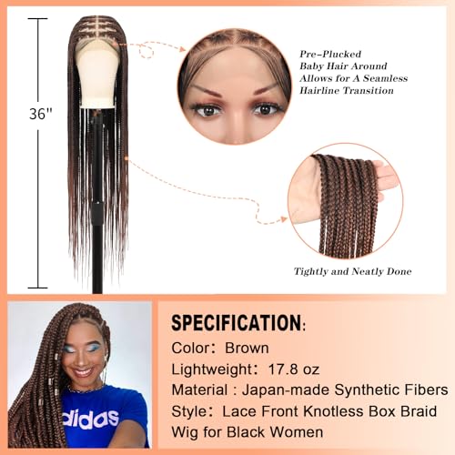 HD Lace Front Knotless Braided Wigs w baby hair