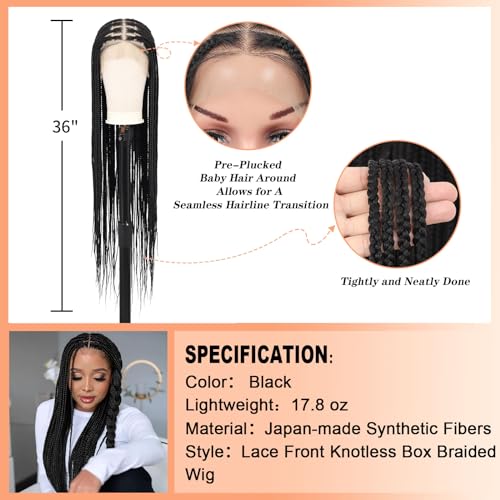 HD Lace Front Knotless Braided Wigs w baby hair