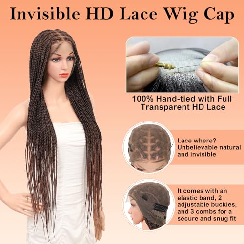 HD Lace Front Knotless Braided Wigs w baby hair