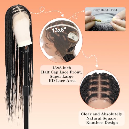 HD Lace Front Knotless Braided Wigs w baby hair