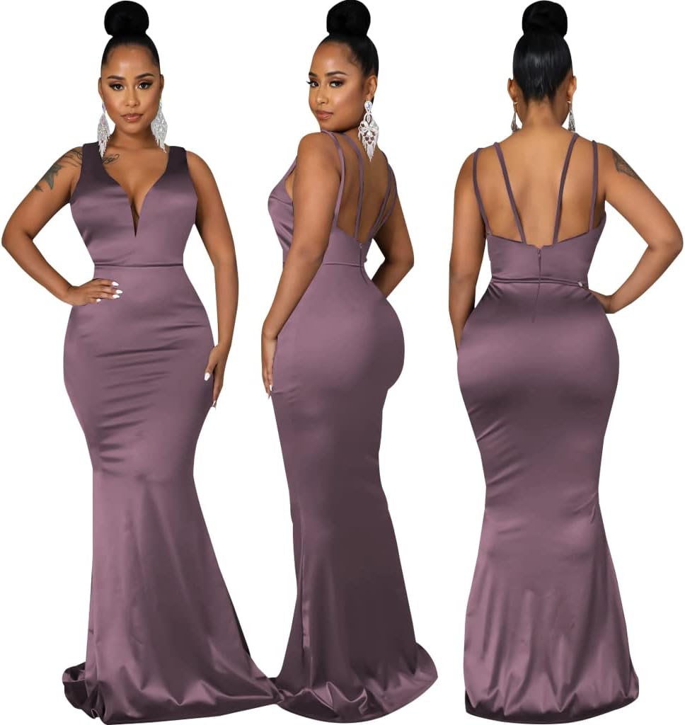JTNFairy Women's Sexy Ruffle Sleeveless One Shoulder Bodycon Dresses Classy Pencil Curvy Party Evening Long Formal Dress