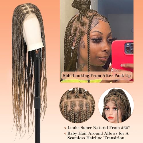 HD Lace Front Knotless Braided Wigs w baby hair