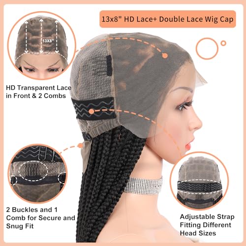 HD Lace Front Knotless Braided Wigs w baby hair