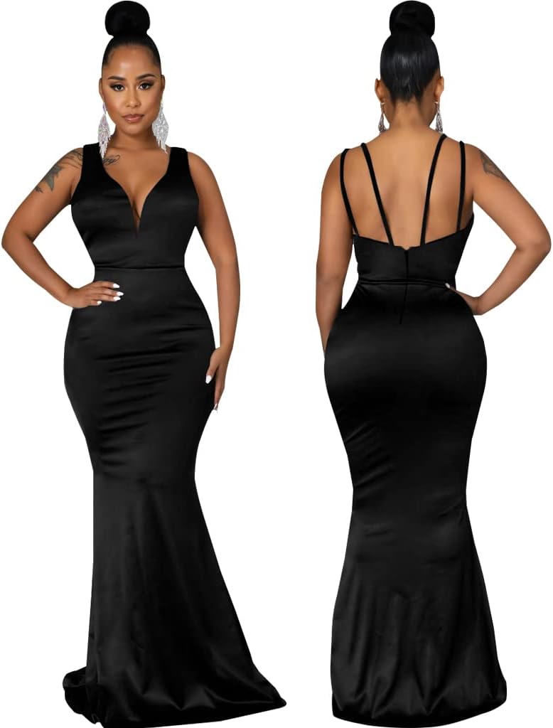 JTNFairy Women's Sexy Ruffle Sleeveless One Shoulder Bodycon Dresses Classy Pencil Curvy Party Evening Long Formal Dress