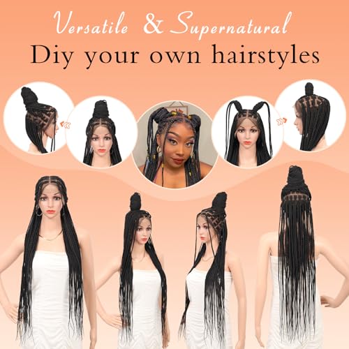 HD Lace Front Knotless Braided Wigs w baby hair