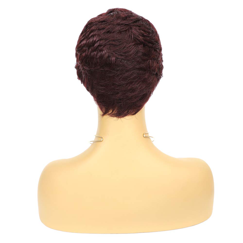 Vogue Pixie Wigs Short Black Wavy Layered Short Human Hair Wigs for Black Women (1B#)