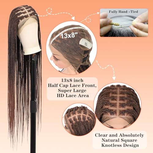 HD Lace Front Knotless Braided Wigs w baby hair
