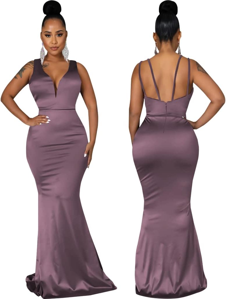 JTNFairy Women's Sexy Ruffle Sleeveless One Shoulder Bodycon Dresses Classy Pencil Curvy Party Evening Long Formal Dress