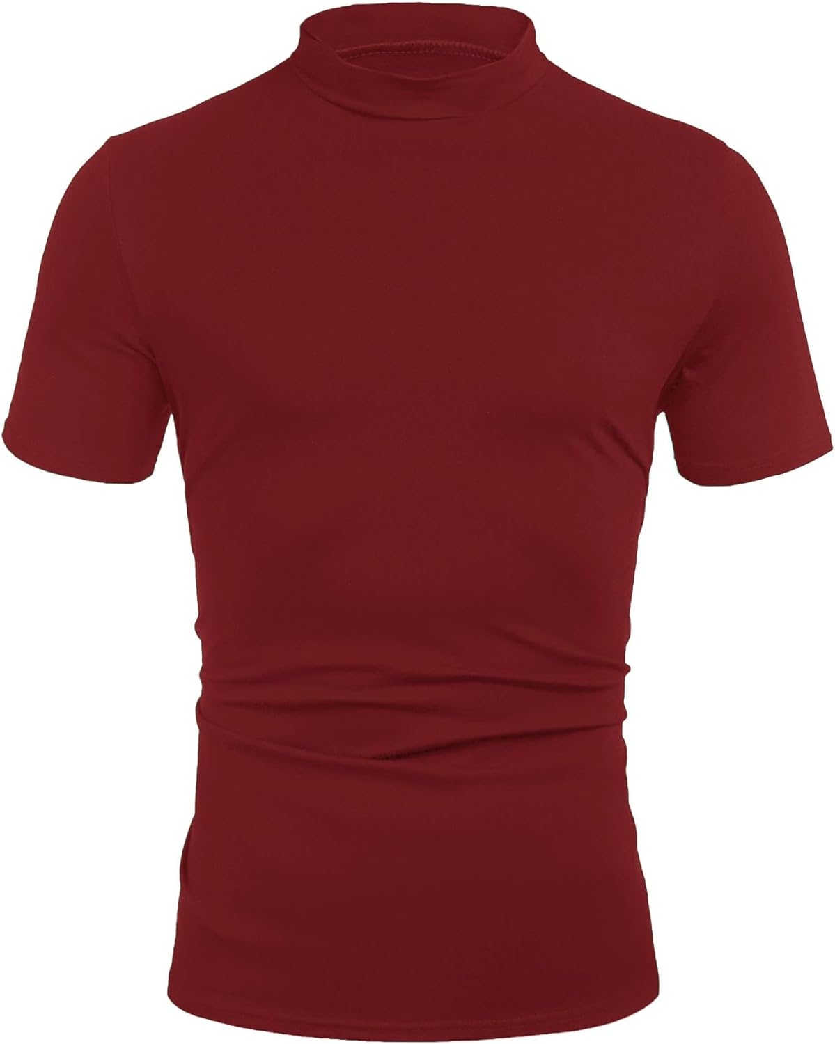 Poriff Men's Casual Mock Turtleneck Pullover Tops Short Sleeve Slim Fit T-Shirts Basic Solid Color Tees