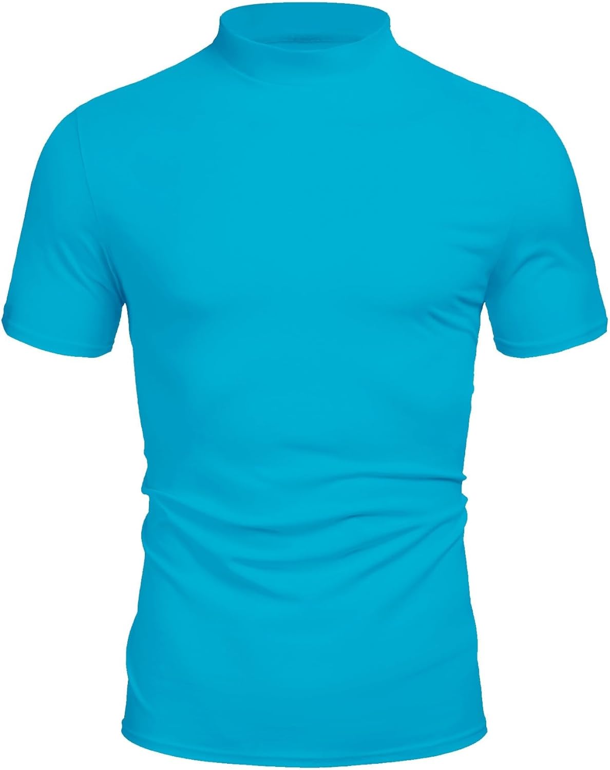Poriff Men's Casual Mock Turtleneck Pullover Tops Short Sleeve Slim Fit T-Shirts Basic Solid Color Tees