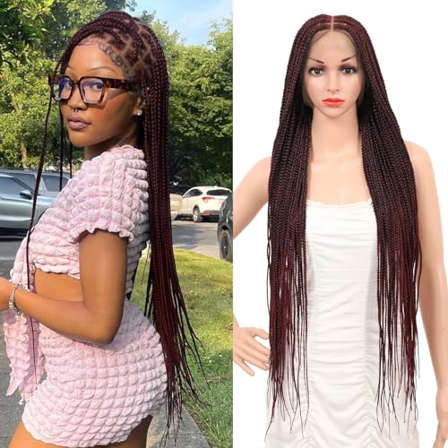 HD Lace Front Knotless Braided Wigs w baby hair