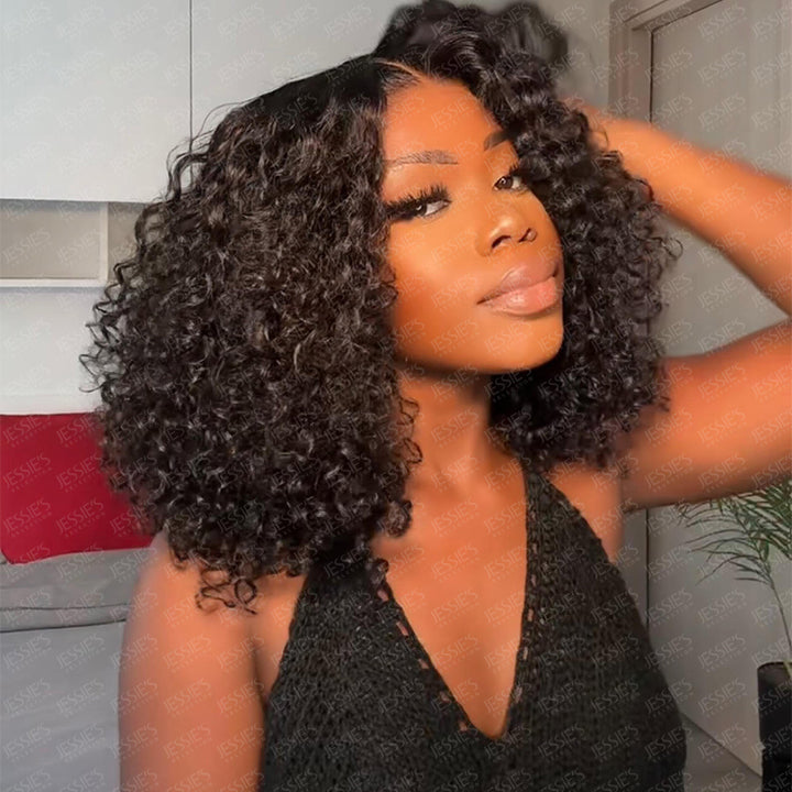 Sprial Curl 7x5 Pre Everything Bob Wig Pre Cut Lace Glueless Human Hair Wig