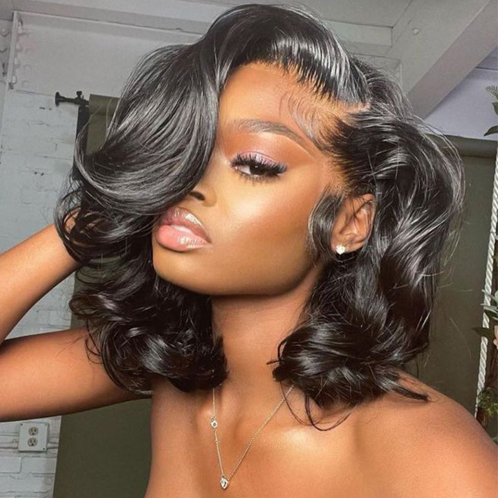 Loose Wavy 13x5 Pre-everything Short Bob Wig Pre-cut Lace Human Hair