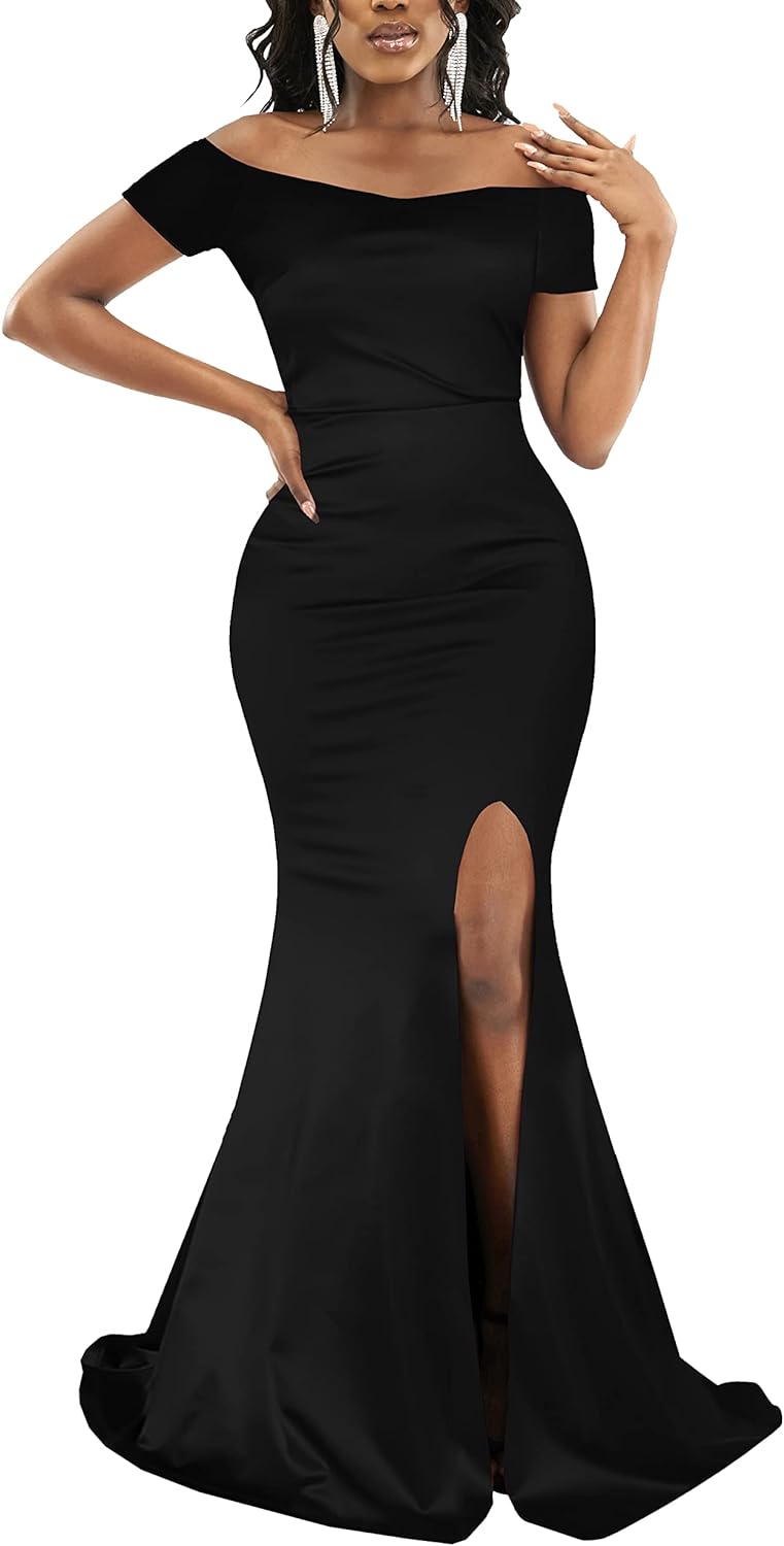 JTNFairy Women's Sexy Ruffle Sleeveless One Shoulder Bodycon Dresses Classy Pencil Curvy Party Evening Long Formal Dress