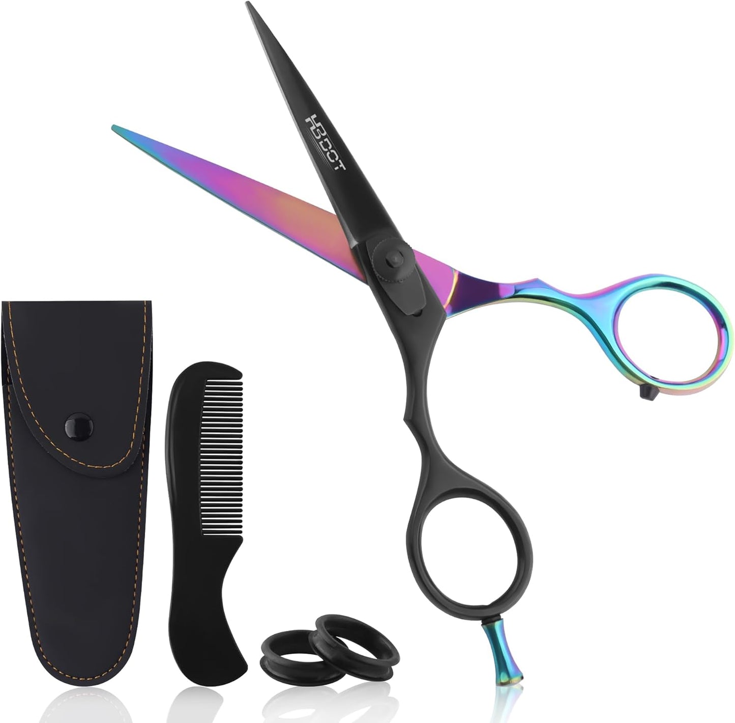HB DOT Professional Mustache Scissors, 5.5 Inches Mustache and Beard Scissors, German Stainless Steel Beard Scissors for Men with Beautiful Case and Mustache Comb. (Silver and Gold)