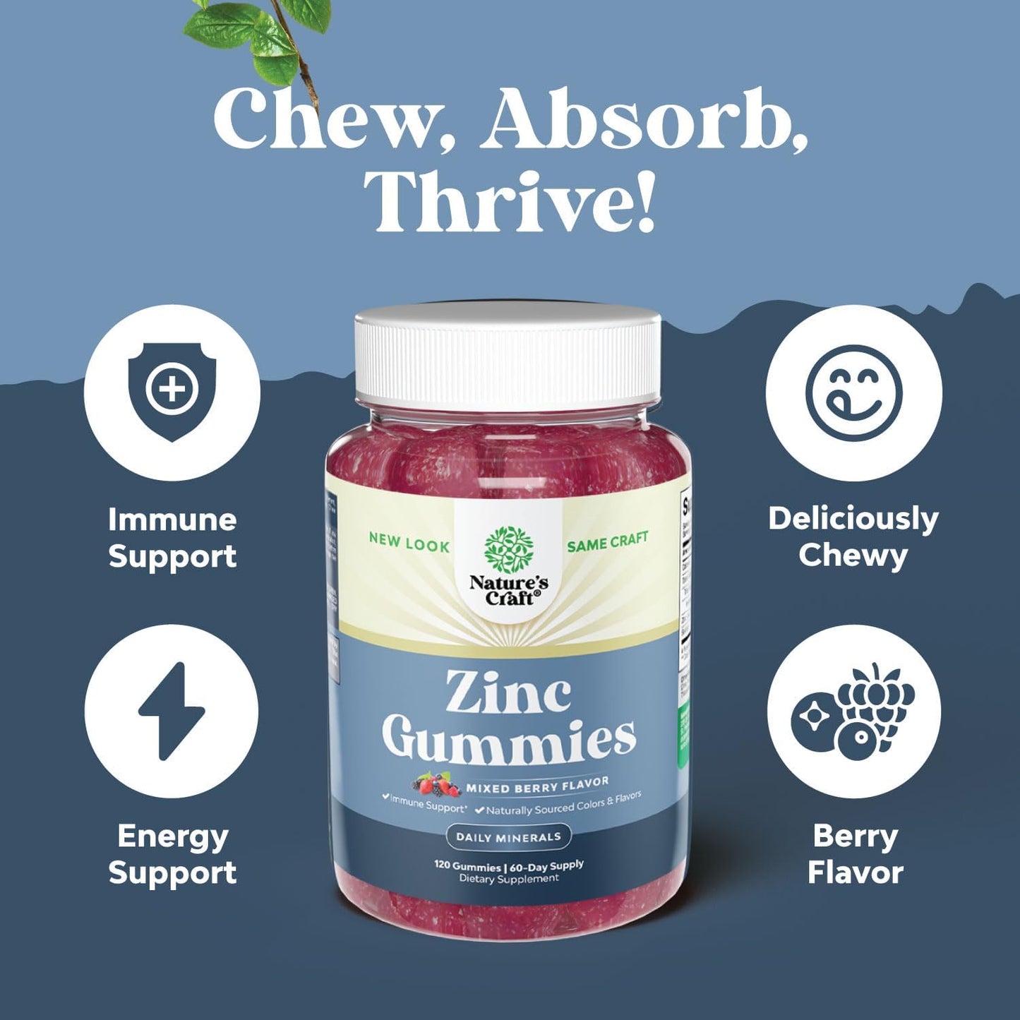 Bundle of Natural Cranberry Gummies - Zinc Gummies for Adults
