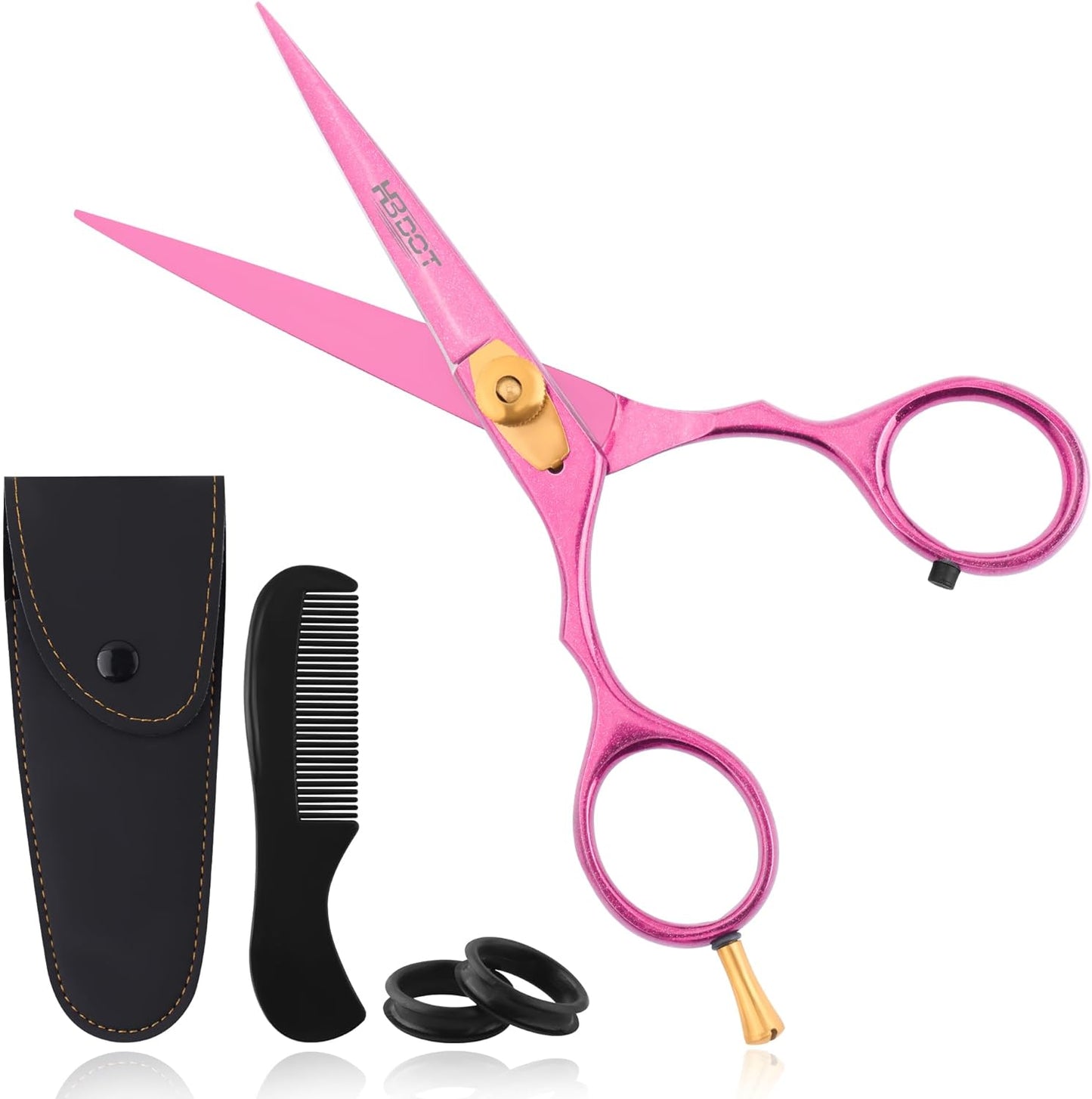 HB DOT Professional Mustache Scissors, 5.5 Inches Mustache and Beard Scissors, German Stainless Steel Beard Scissors for Men with Beautiful Case and Mustache Comb. (Silver and Gold)