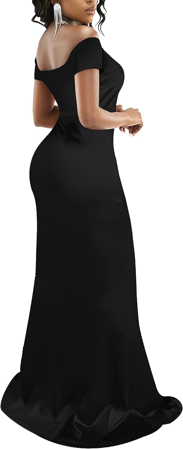 JTNFairy Women's Sexy Ruffle Sleeveless One Shoulder Bodycon Dresses Classy Pencil Curvy Party Evening Long Formal Dress