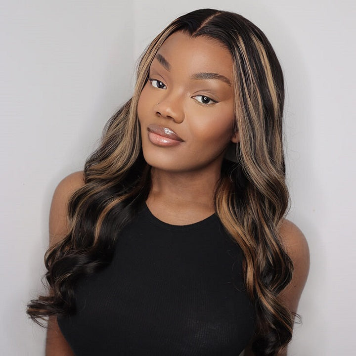 Highlight Body Wave 13x4 Pre Everything Wig Pre Cut Lace Glueless Human Hair Wig
