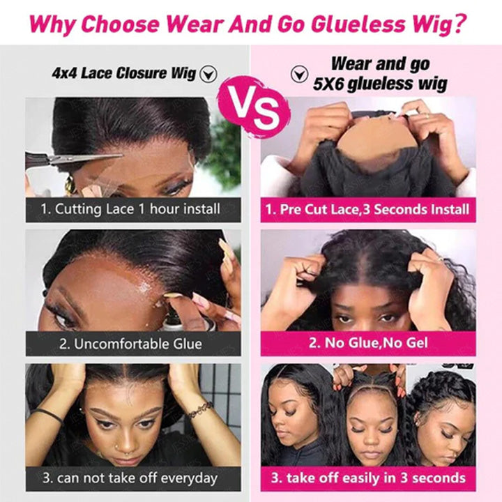 5x6 Pre Cut Lace Wig Glueless 9x6 Parting Max Lace Straight Human Hair Wigs - Healthier Me Beauty, LLC