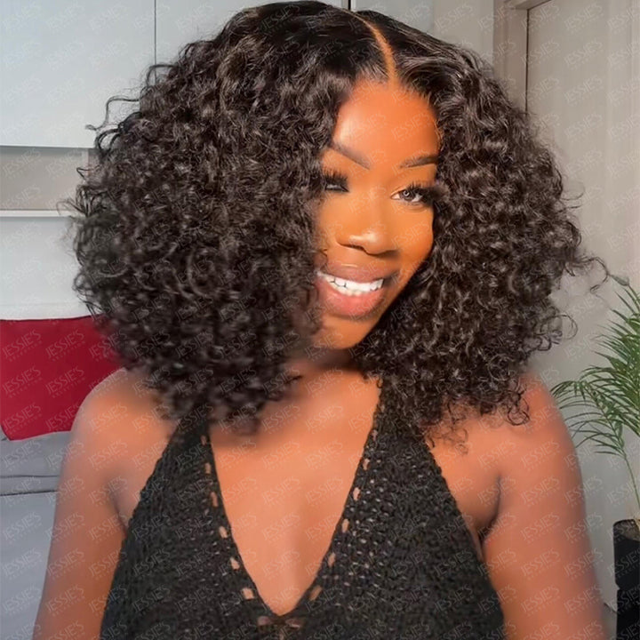 Sprial Curl 7x5 Pre Everything Bob Wig Pre Cut Lace Glueless Human Hair Wig