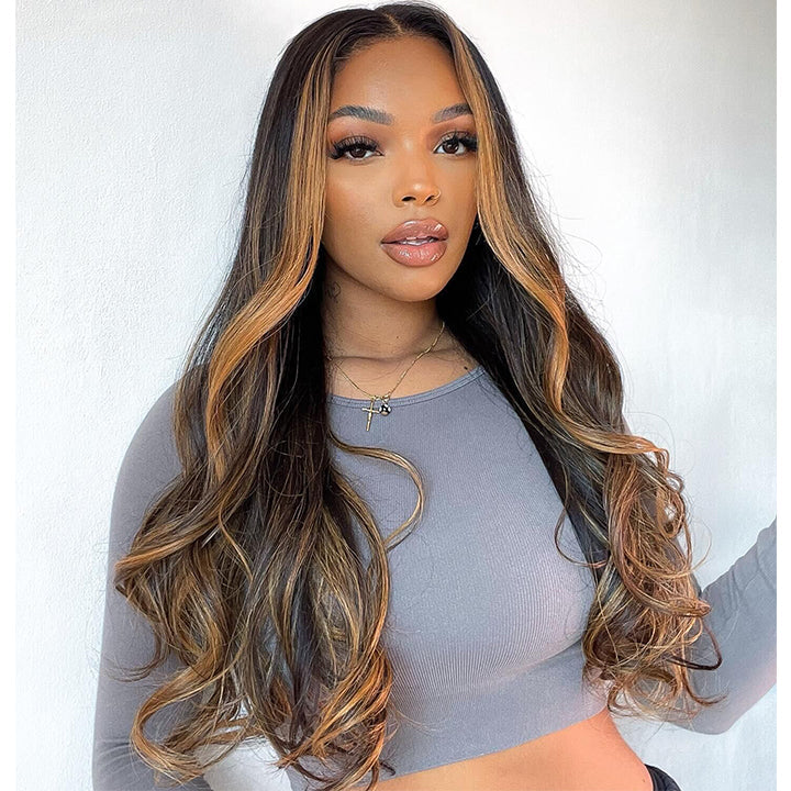 Highlight Body Wave 13x4 Pre Everything Wig Pre Cut Lace Glueless Human Hair Wig