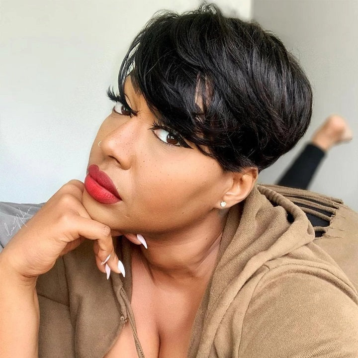 Buy 1 Get 2 $79.99=10" 4x4 Straight Bob Lace Closure Wig+Pixie Cut Wig