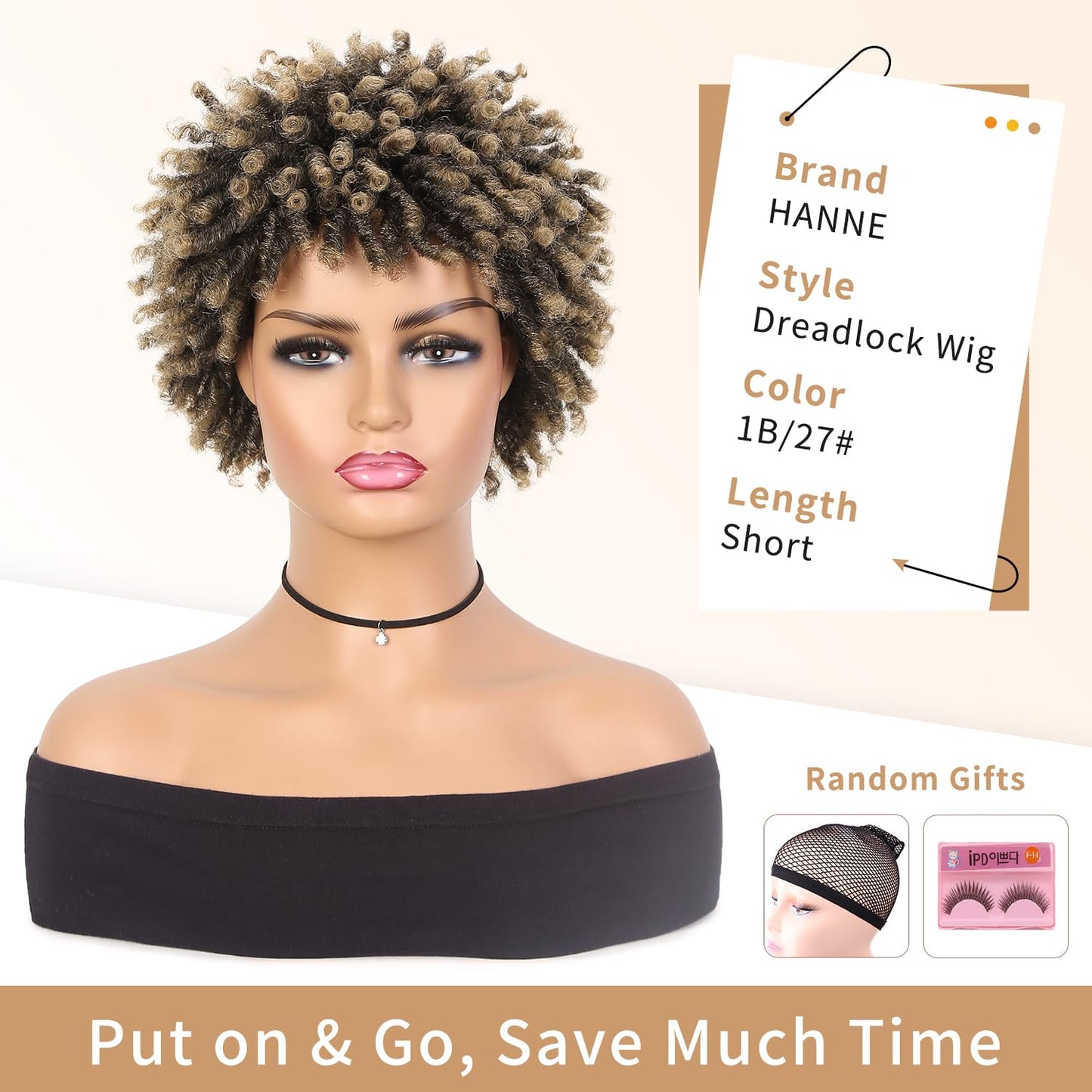Faux Locs Braid Wigs for Women and Men Short Afro Locs Dreadlock Wig Twist Braided Dreads Wig Natural Curly Synthetic Wig