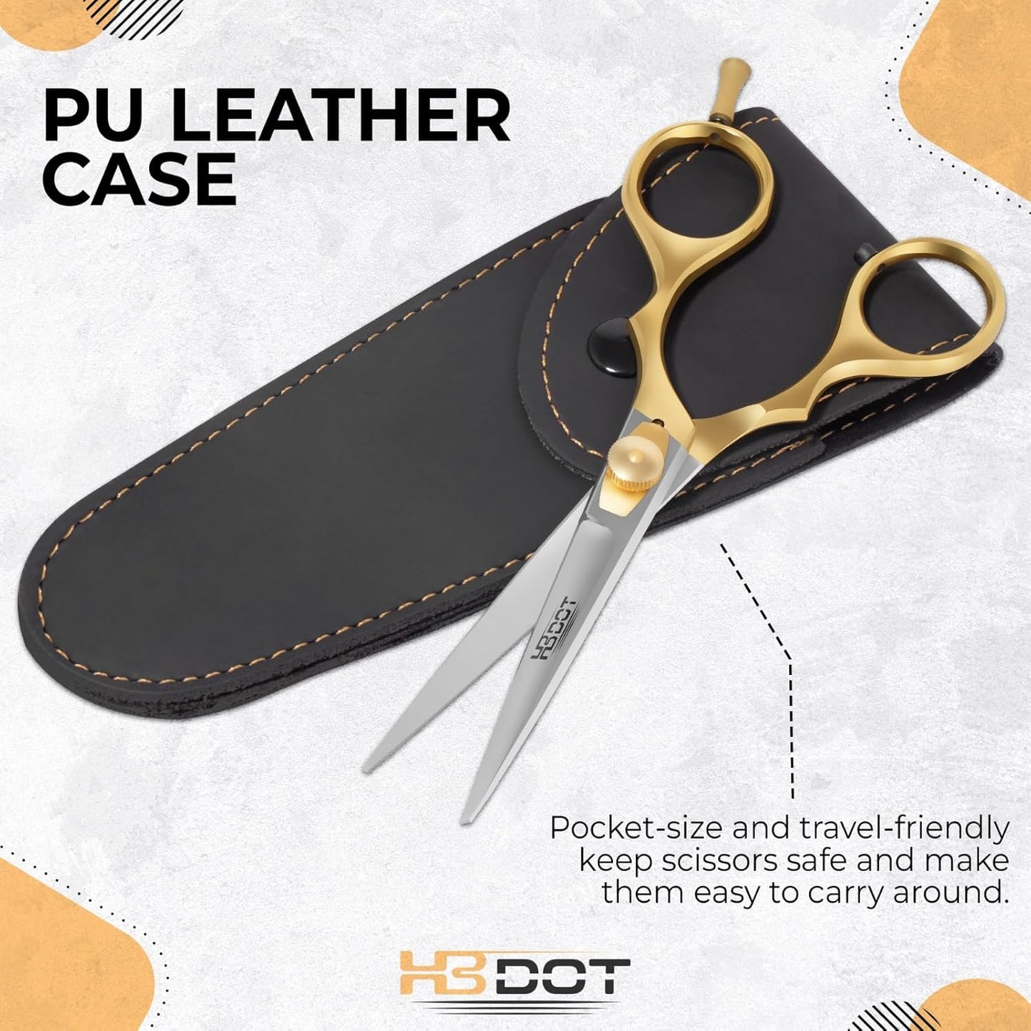 HB DOT Professional Mustache Scissors, 5.5 Inches Mustache and Beard Scissors, German Stainless Steel Beard Scissors for Men with Beautiful Case and Mustache Comb. (Silver and Gold)