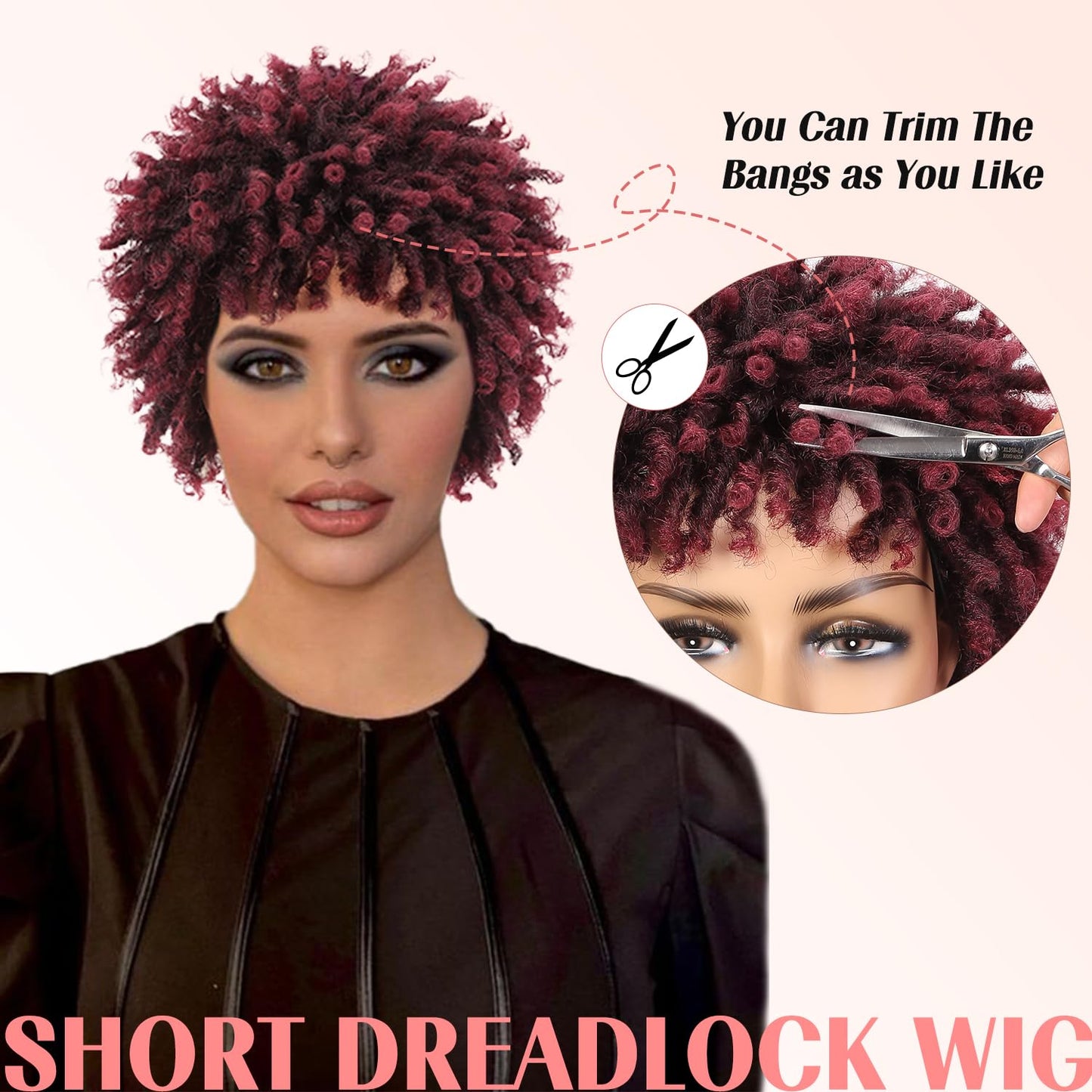 Faux Locs Braid Wigs for Women and Men Short Afro Locs Dreadlock Wig Twist Braided Dreads Wig Natural Curly Synthetic Wig