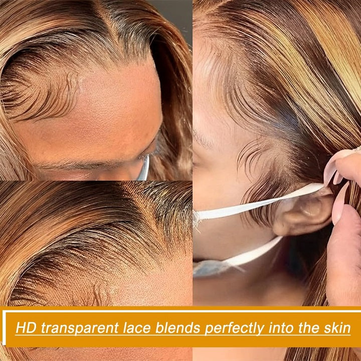 Highlight Honey Blonde TP4/27 Wavy 13x4 Lace Front Glueless Wig