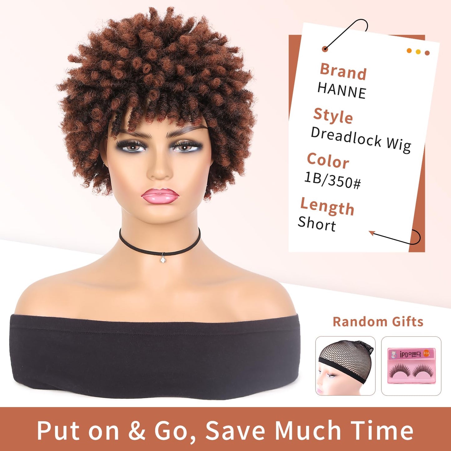 Faux Locs Braid Wigs for Women and Men Short Afro Locs Dreadlock Wig Twist Braided Dreads Wig Natural Curly Synthetic Wig