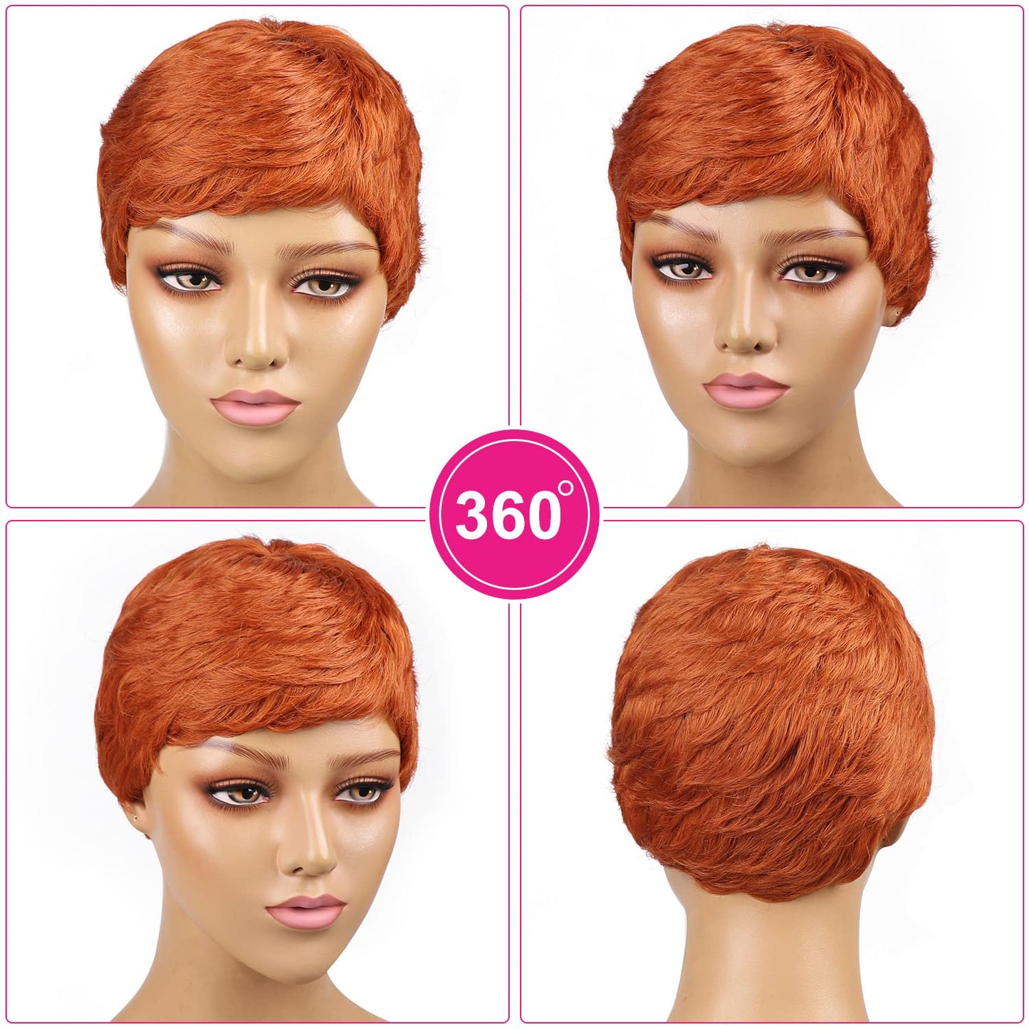 Vogue Pixie Wigs Short Black Wavy Layered Short Human Hair Wigs for Black Women (1B#)