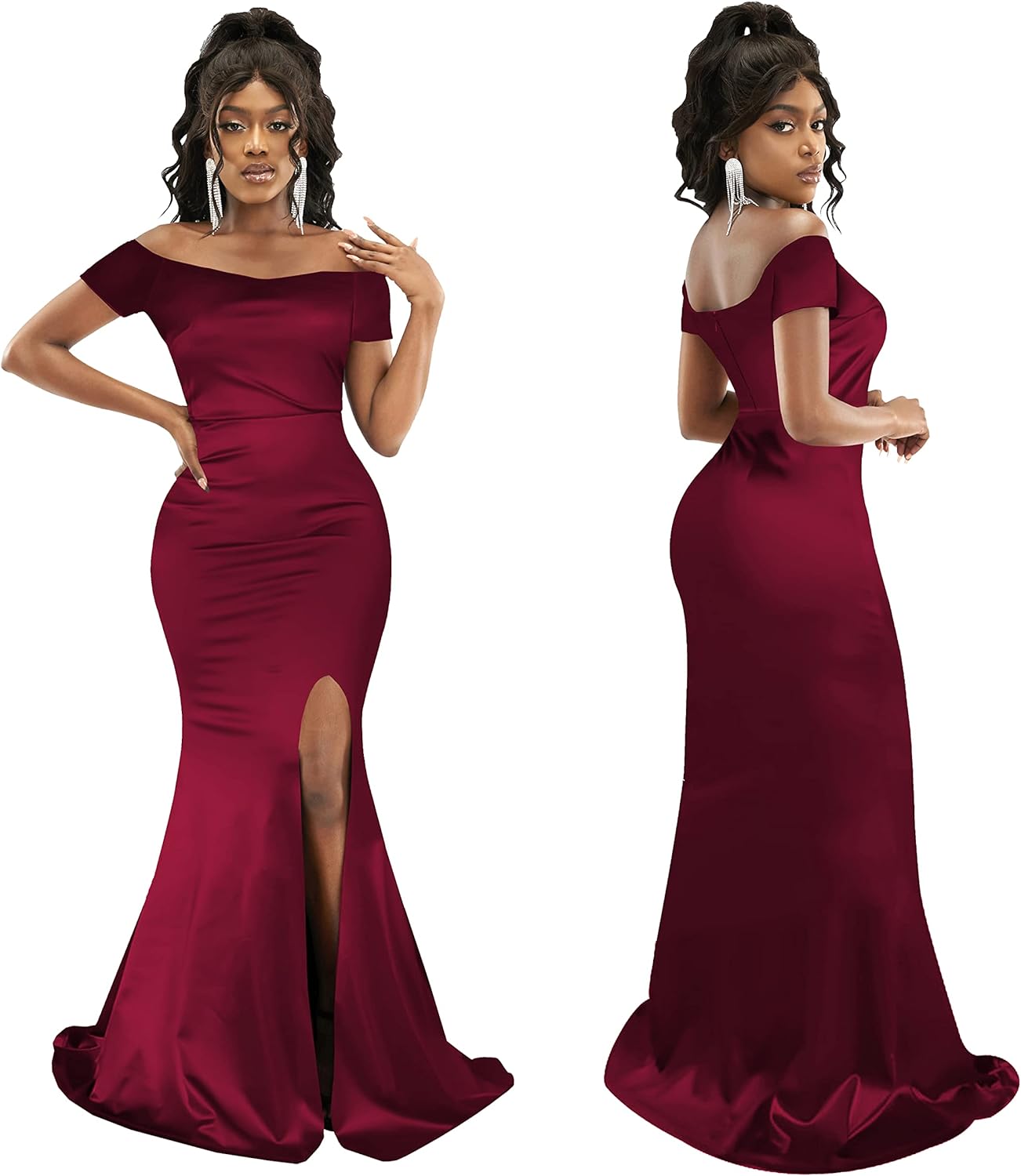 JTNFairy Women's Sexy Ruffle Sleeveless One Shoulder Bodycon Dresses Classy Pencil Curvy Party Evening Long Formal Dress
