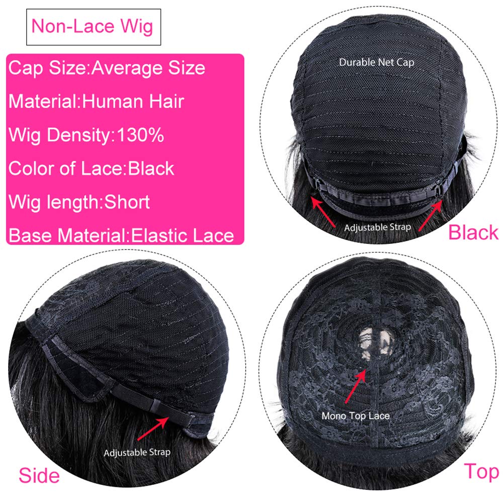 Vogue Pixie Wigs Short Black Wavy Layered Short Human Hair Wigs for Black Women (1B#)