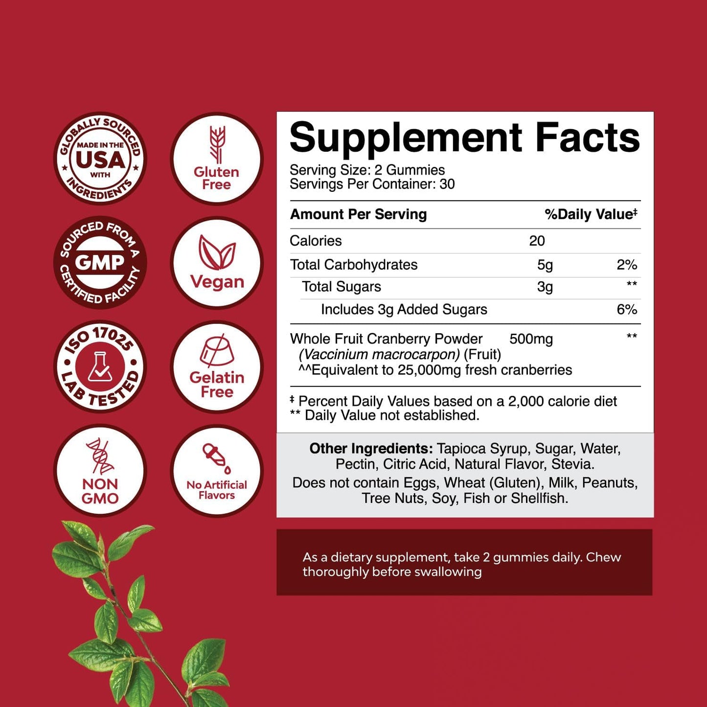 Bundle of Natural Cranberry Gummies - Zinc Gummies for Adults