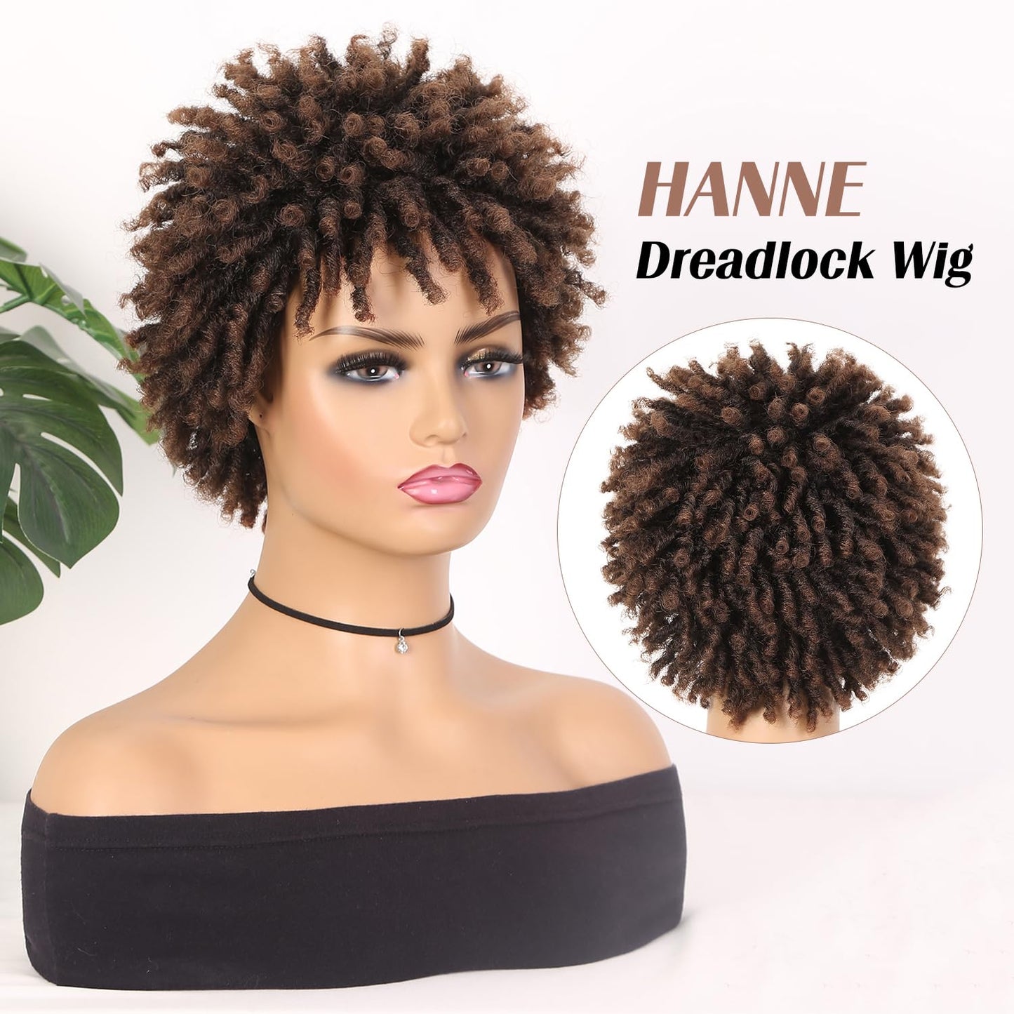 Faux Locs Braid Wigs for Women and Men Short Afro Locs Dreadlock Wig Twist Braided Dreads Wig Natural Curly Synthetic Wig